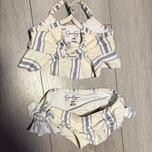 Jessica Simpson Blue and Cream Striped Swimsuit